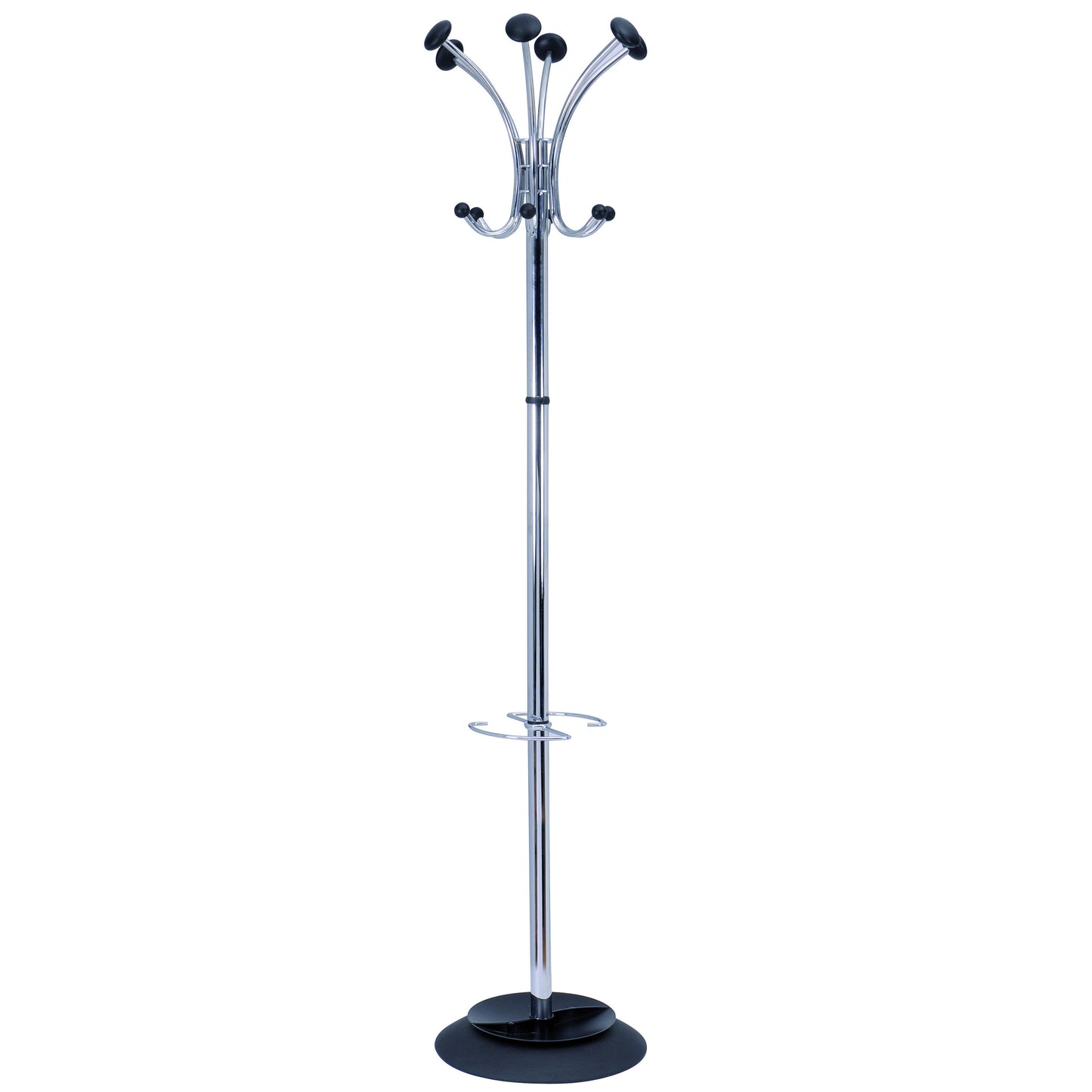 Alba Brio Coat Rack with Integrated Umbrella Stand Chrome 38cm (Base) X 177cm