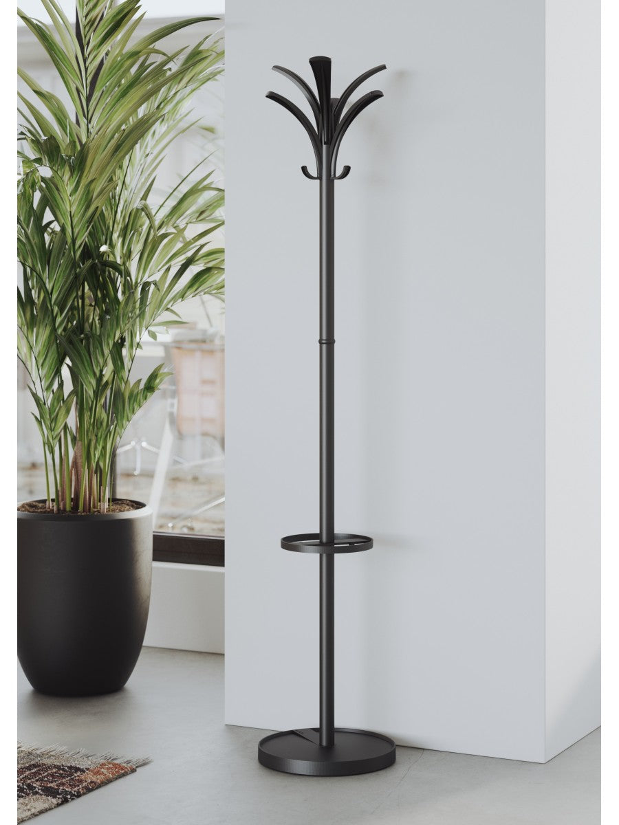 Alba Brio Coat Rack with Integrated Umbrella Stand Black 38cm (Base) X 170cm