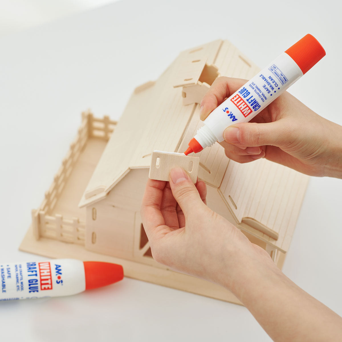Amos Craft Glue Double-Ended 34ml – Strong, Washable, Non-Toxic White Glue for Crafts