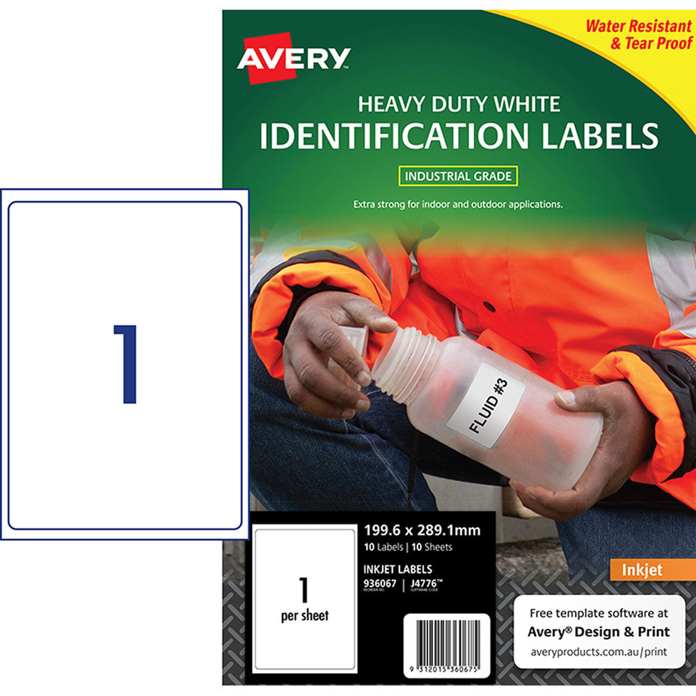 Avery J4776 Heavy Duty Label 199.6x289.1mm – Inkjet