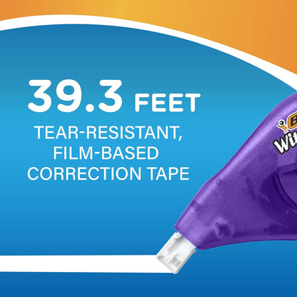 BIC Correction Tape Wite Out 4.2mm x 12m Assorted