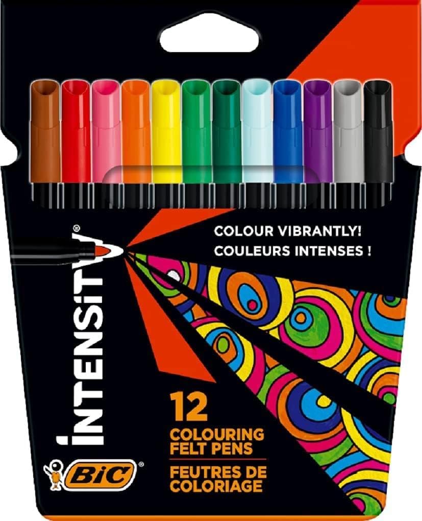 BiC Intensity Fibre Tip Felt Pens Pack of 12 Shades