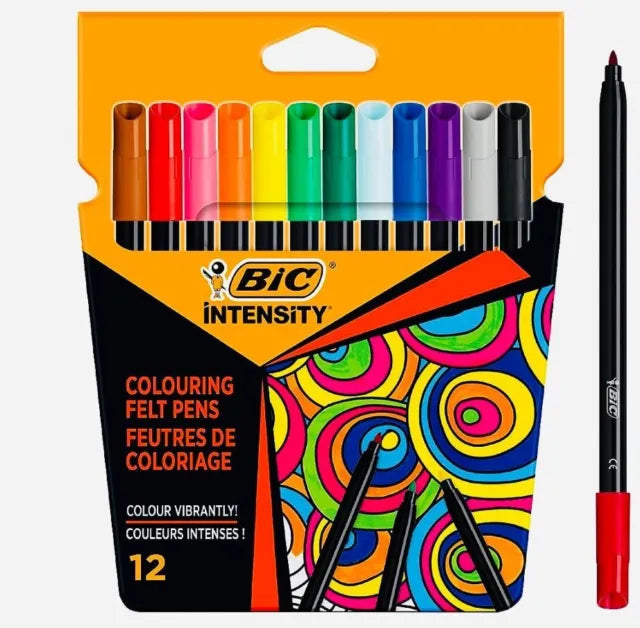 BiC Intensity Fibre Tip Felt Pens Pack of 12 Shades