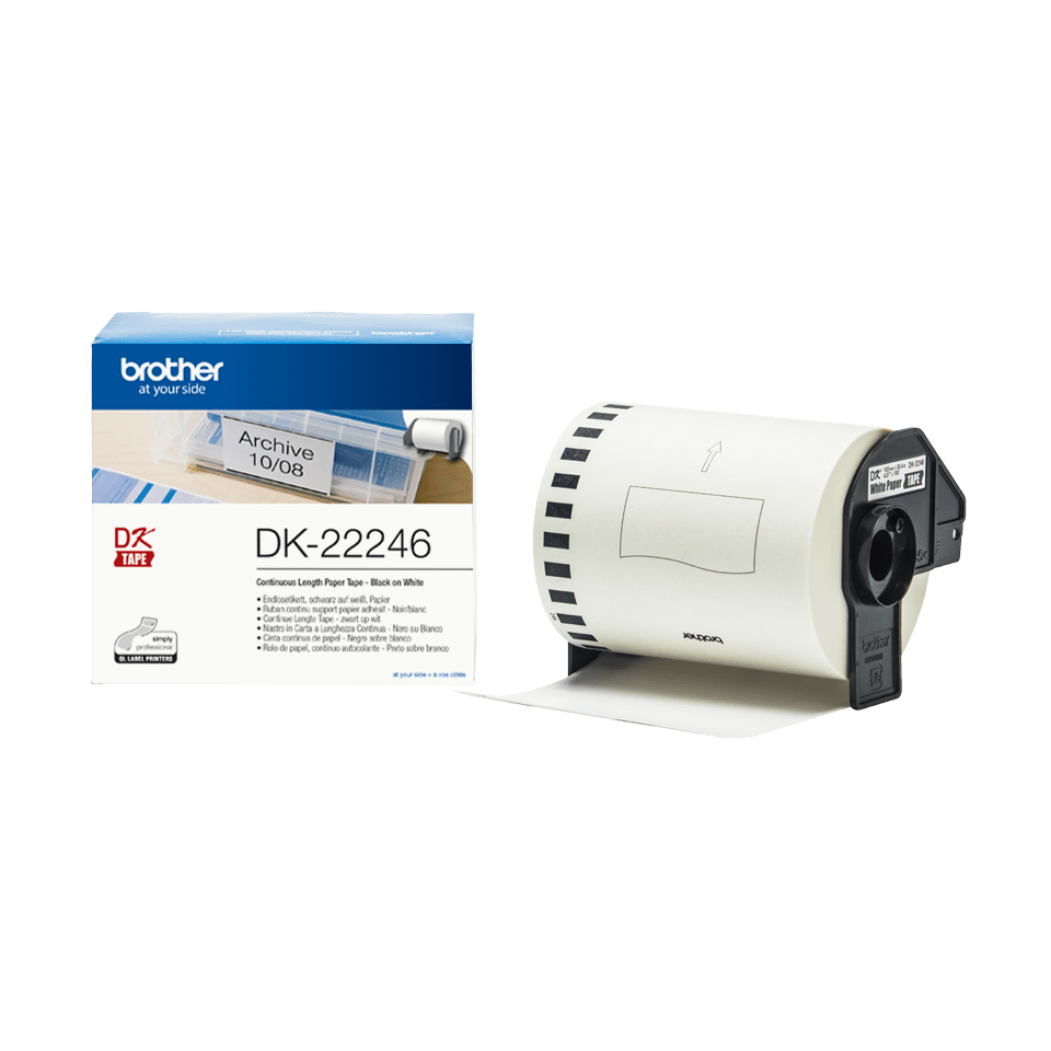 Brother DK-22246 Continuous Paper Label Roll Black on White 103mm x 30.48m