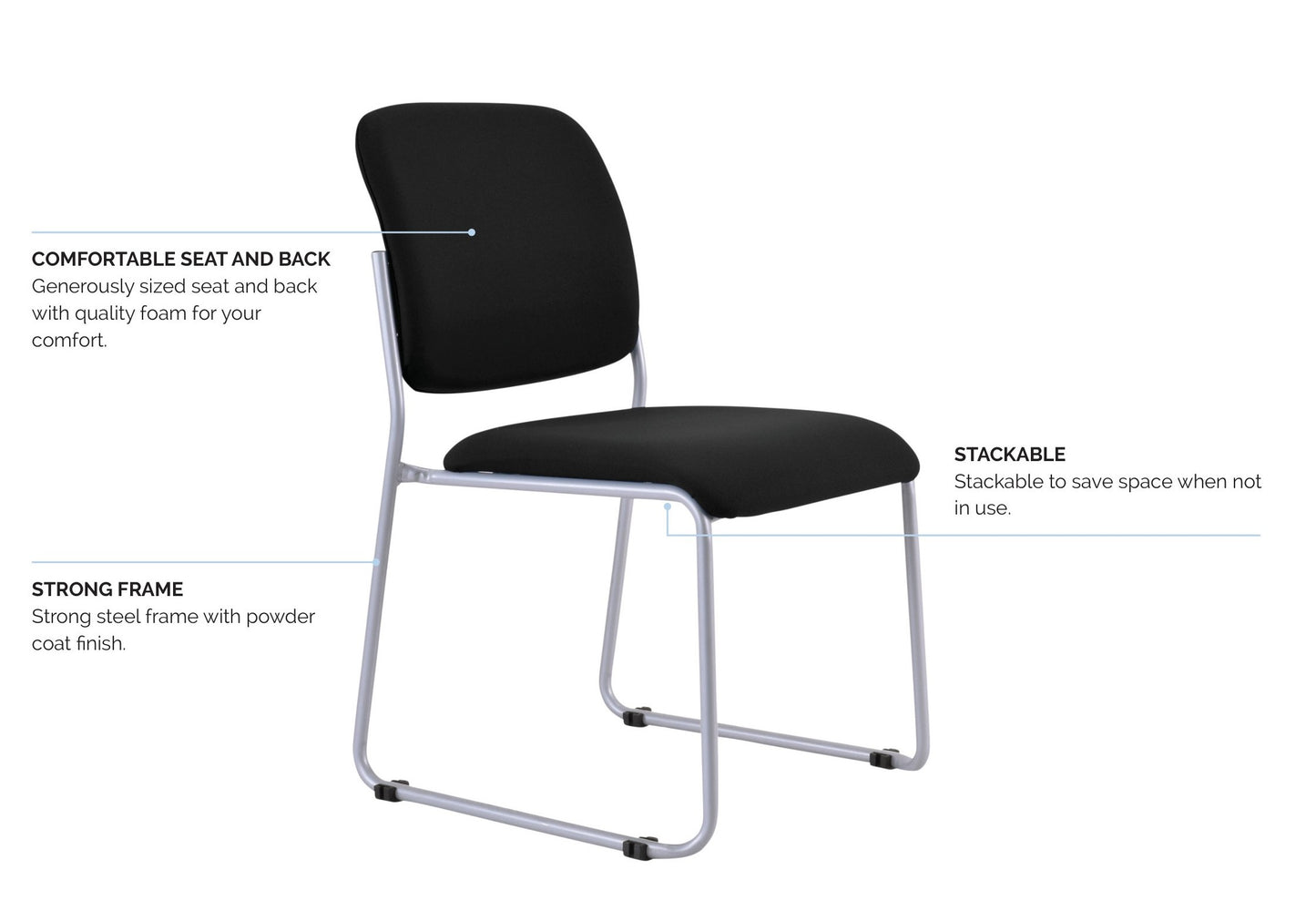 Buro Seating Chair Stackable Linkable Mario Black