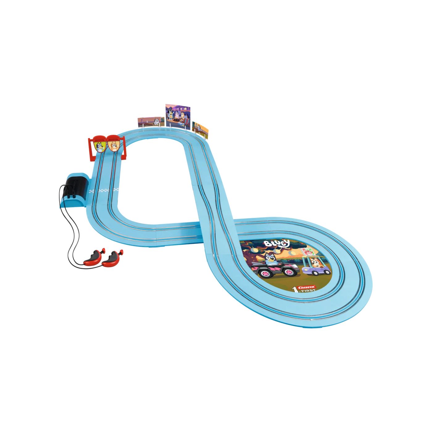 Carrera FIRST Bluey & Bingo Let’s Go Slot Car Set – 2.9m Battery Track for Kids 3+