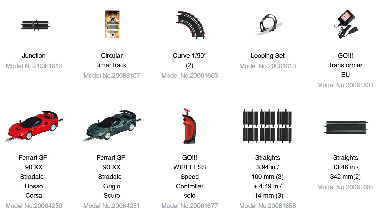 Carrera GO!!! Ferrari Supercar Power Wireless Slot Car Racing Set – Ferrari SF90 XX Stradale – 1:43 Scale