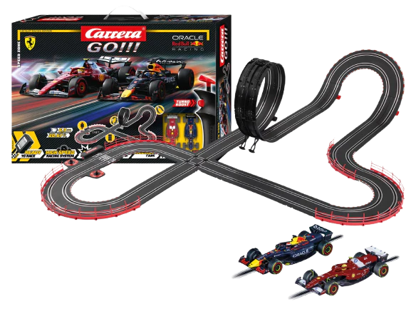 Carrera GO!!! Speed Zone Slot Car Racing Set – Formula 1 Action with Verstappen & Hamilton – 6.3m Track