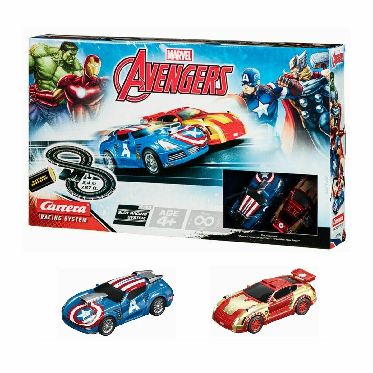 Carrera Slot Car Racing System Track 2.4m Go!!! Marvel Avengers