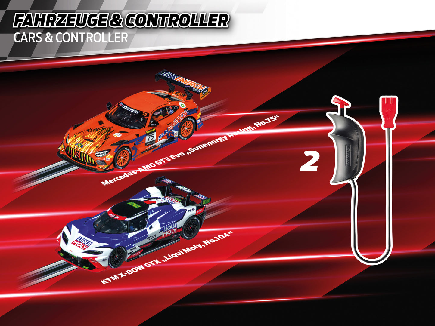 Carrera Evolution Fame and Flames Slot Car Set – 1:32 Scale with Mercedes-AMG GT3 & KTM X-BOW