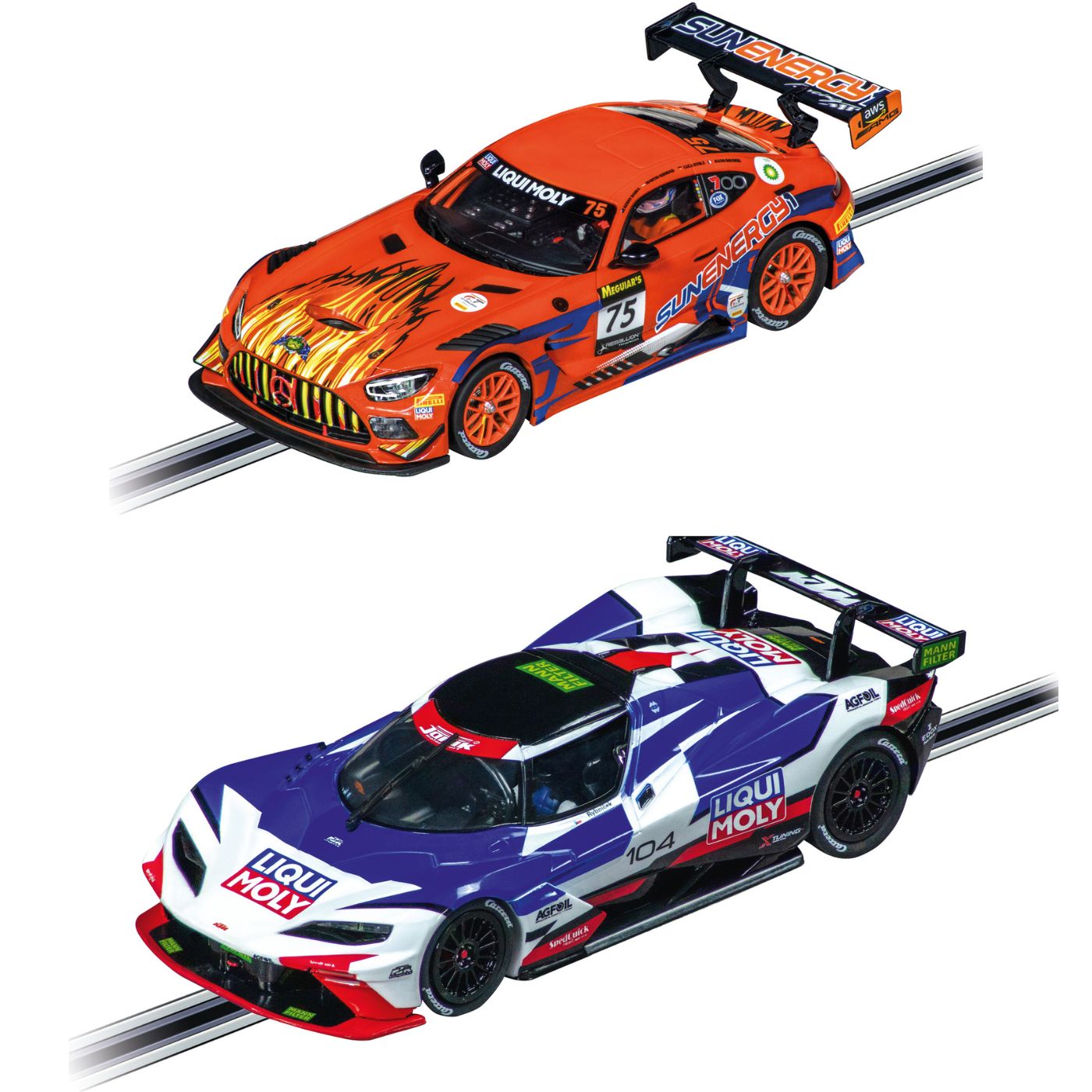 Carrera Evolution Fame and Flames Slot Car Set – 1:32 Scale with Mercedes-AMG GT3 & KTM X-BOW