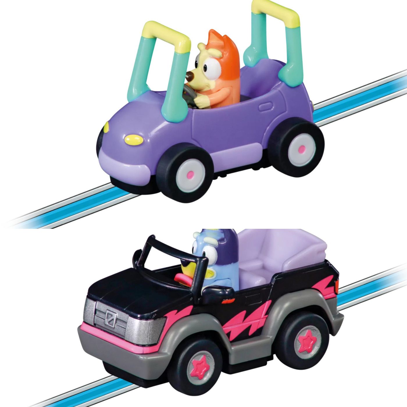 Carrera FIRST Bluey & Bingo Let’s Go Slot Car Set – 2.9m Battery Track for Kids 3+