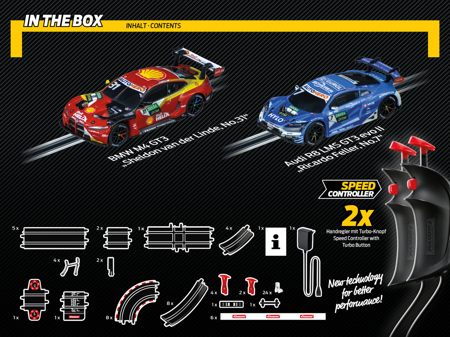 Carrera GO!!! DTM Power Lap Slot Car Racing Set – 1:43 Scale with BMW M4 GT3 & Audi R8 LMS