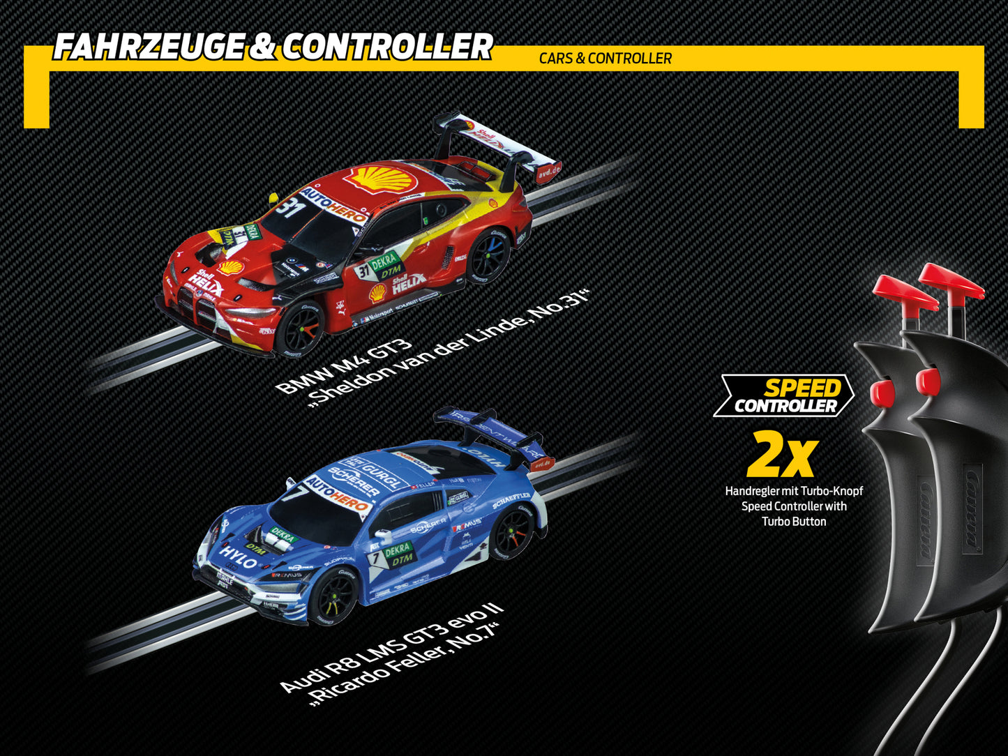 Carrera GO!!! DTM Power Lap Slot Car Racing Set – 1:43 Scale with BMW M4 GT3 & Audi R8 LMS
