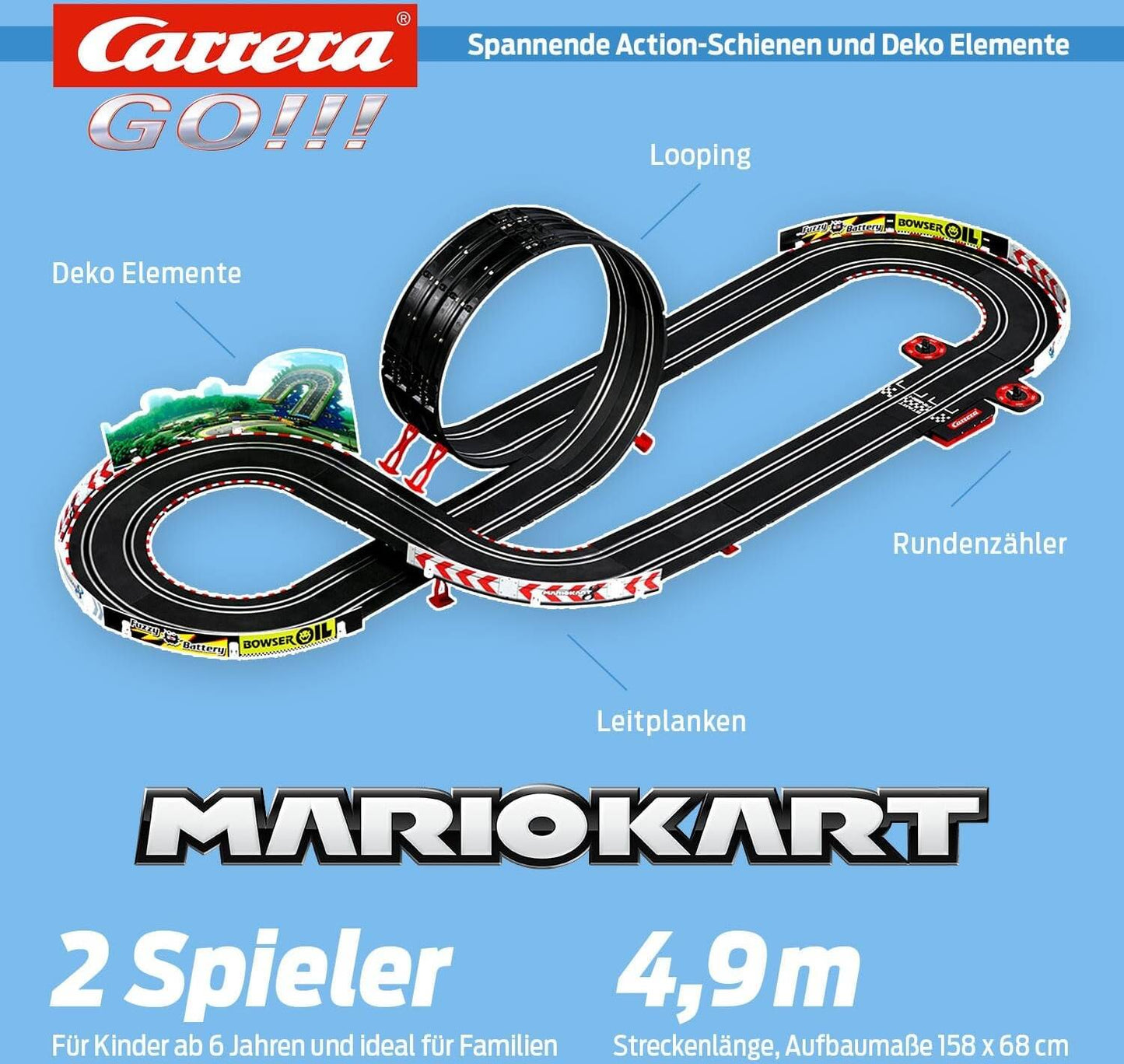 Carrera GO!!! Nintendo Mario Kart 8 Slot Car Set – 1:43 Track Racing for Kids