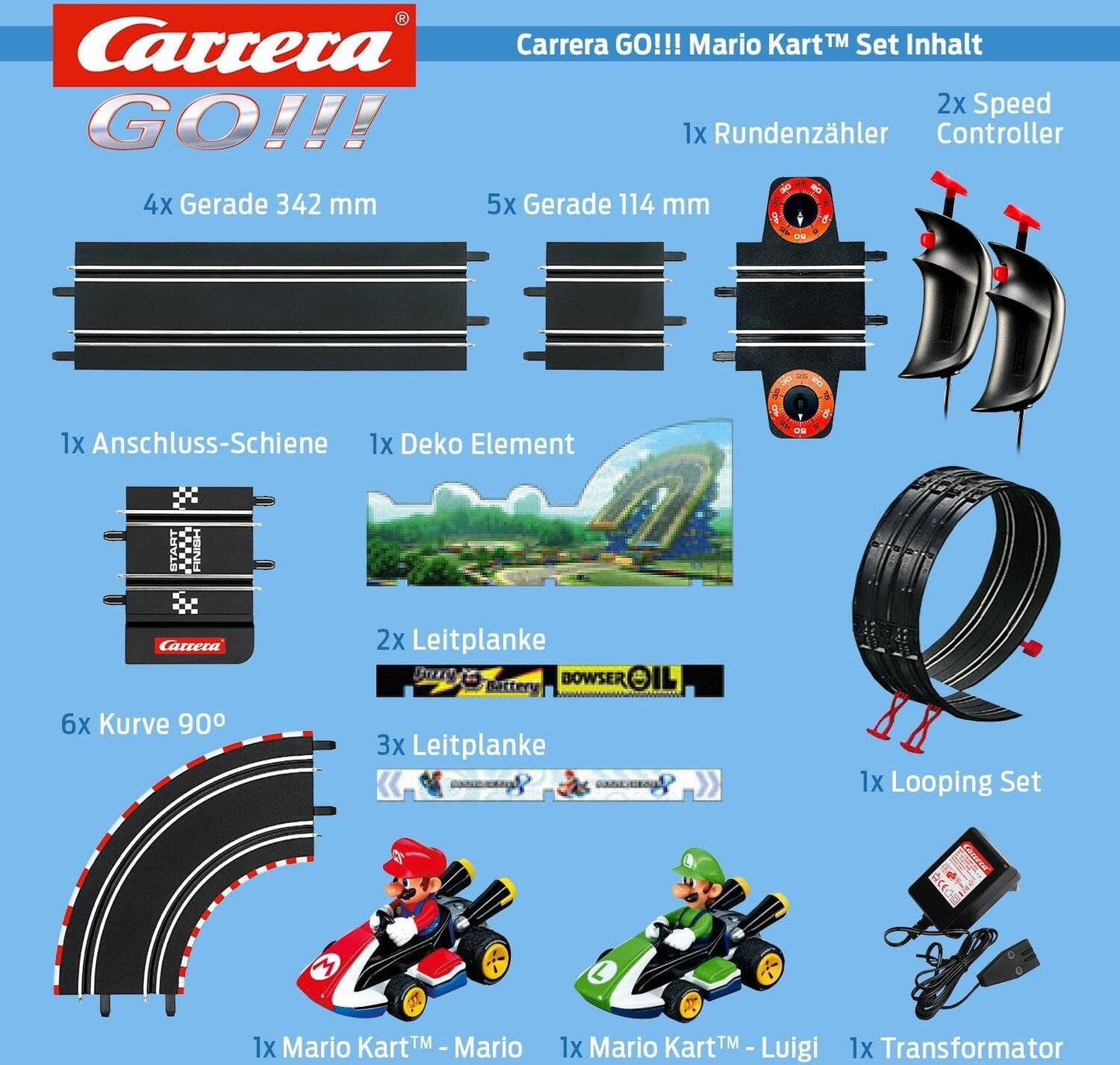Carrera GO!!! Nintendo Mario Kart 8 Slot Car Set – 1:43 Track Racing for Kids