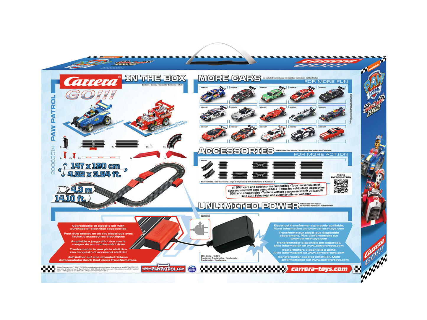 Carrera GO!!! PAW Patrol – Ready Race Rescue Slot Car Set | 1:43 Scale Track with Chase & Marshall Cars