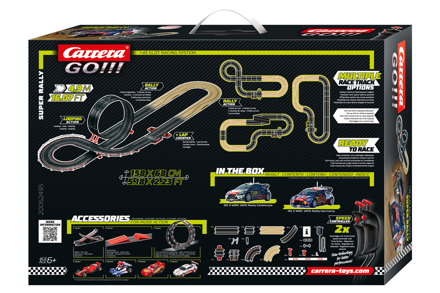 Carrera GO!!! Super Rally Slot Car Racing Set – 1:43 Scale Rally Track with Citroën DS3 WRC Cars
