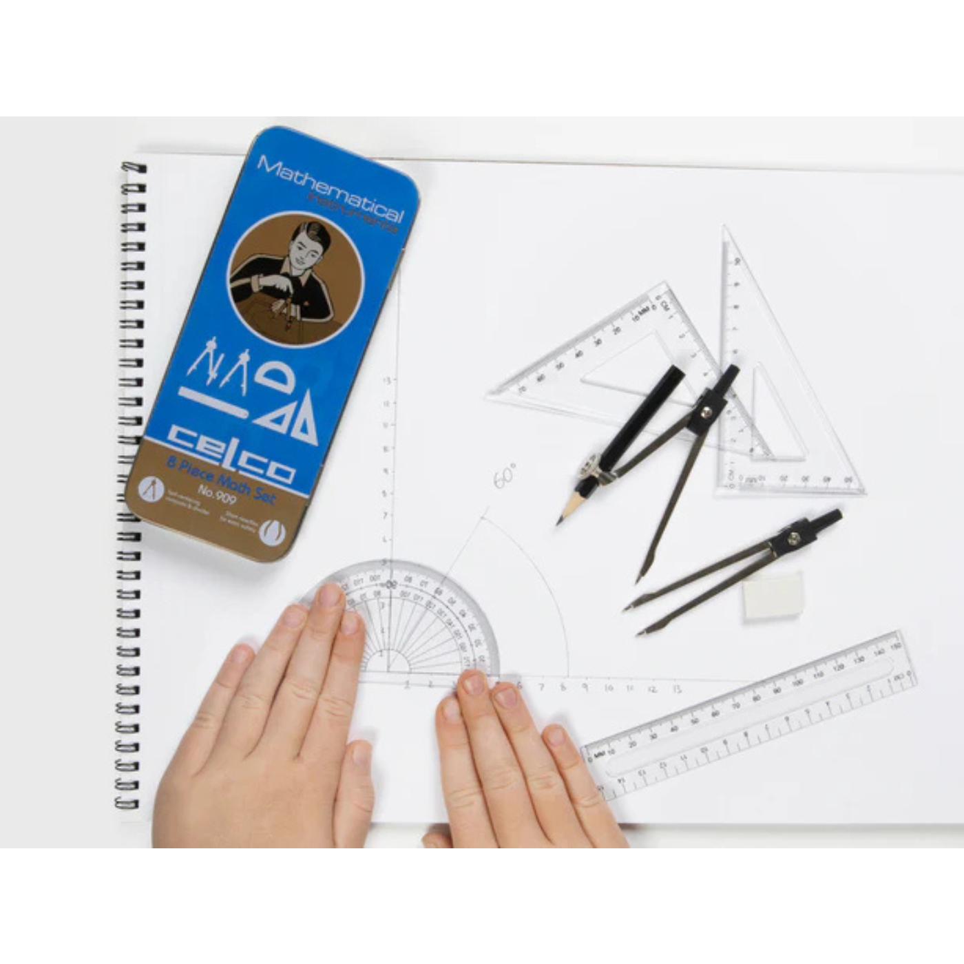 Celco 8 Piece Maths Set 909 with Compass