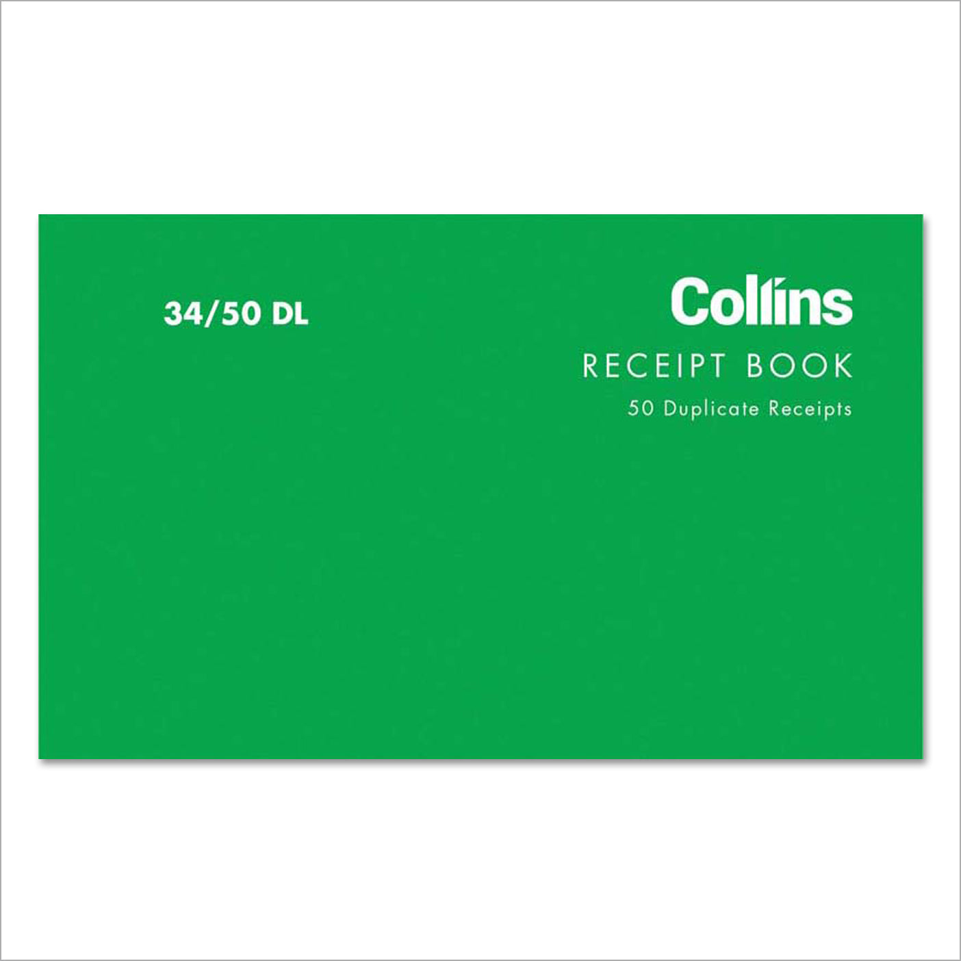 Collins Cash Receipt 34/50DL Carbon Required 50 Duplicate Receipts