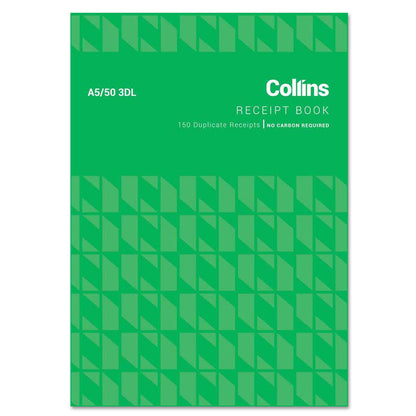 Collins Cash Receipt A5/50 3DL No Carbon Required 150 Duplicate Receipts