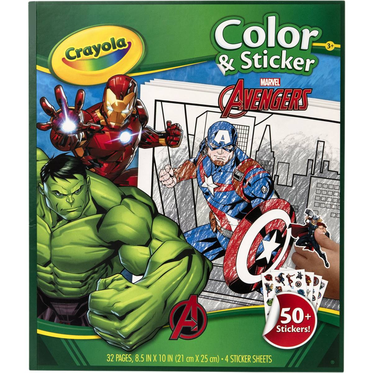 Crayola Colour & Sticker Book 32 Pages Marvel Avengers