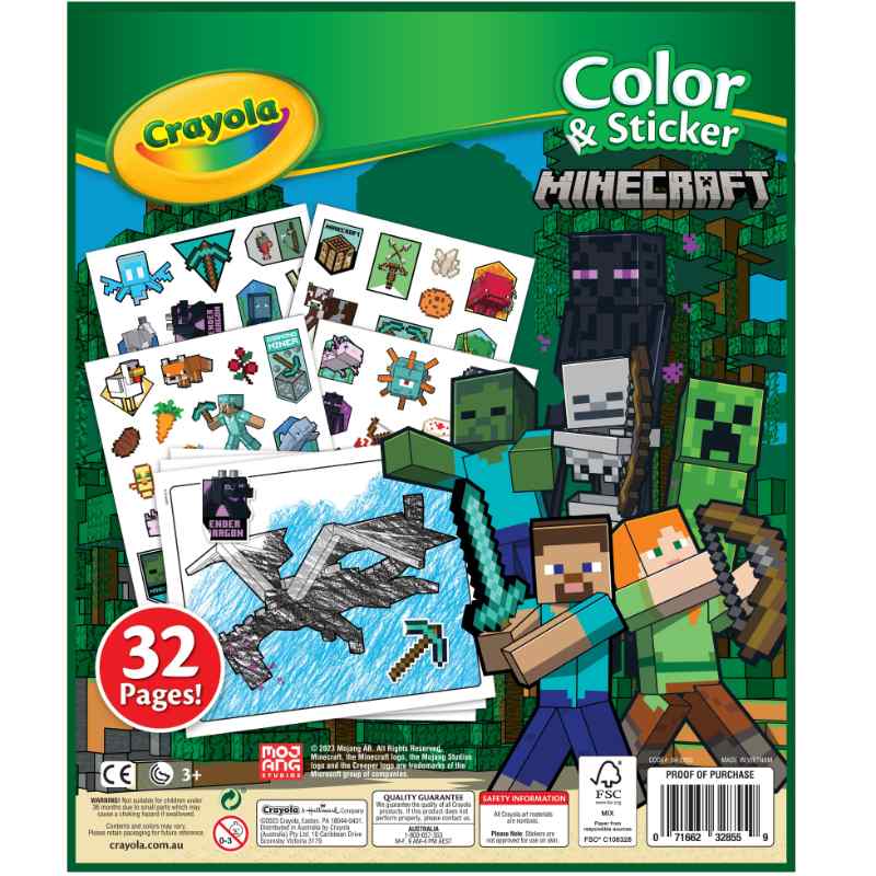 Crayola Colour & Sticker Book 32 Pages Minecraft