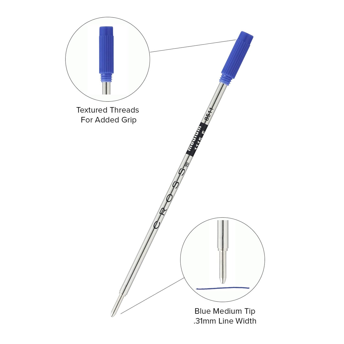 Cross Ballpoint Pen Refill 8511 Medium Blue