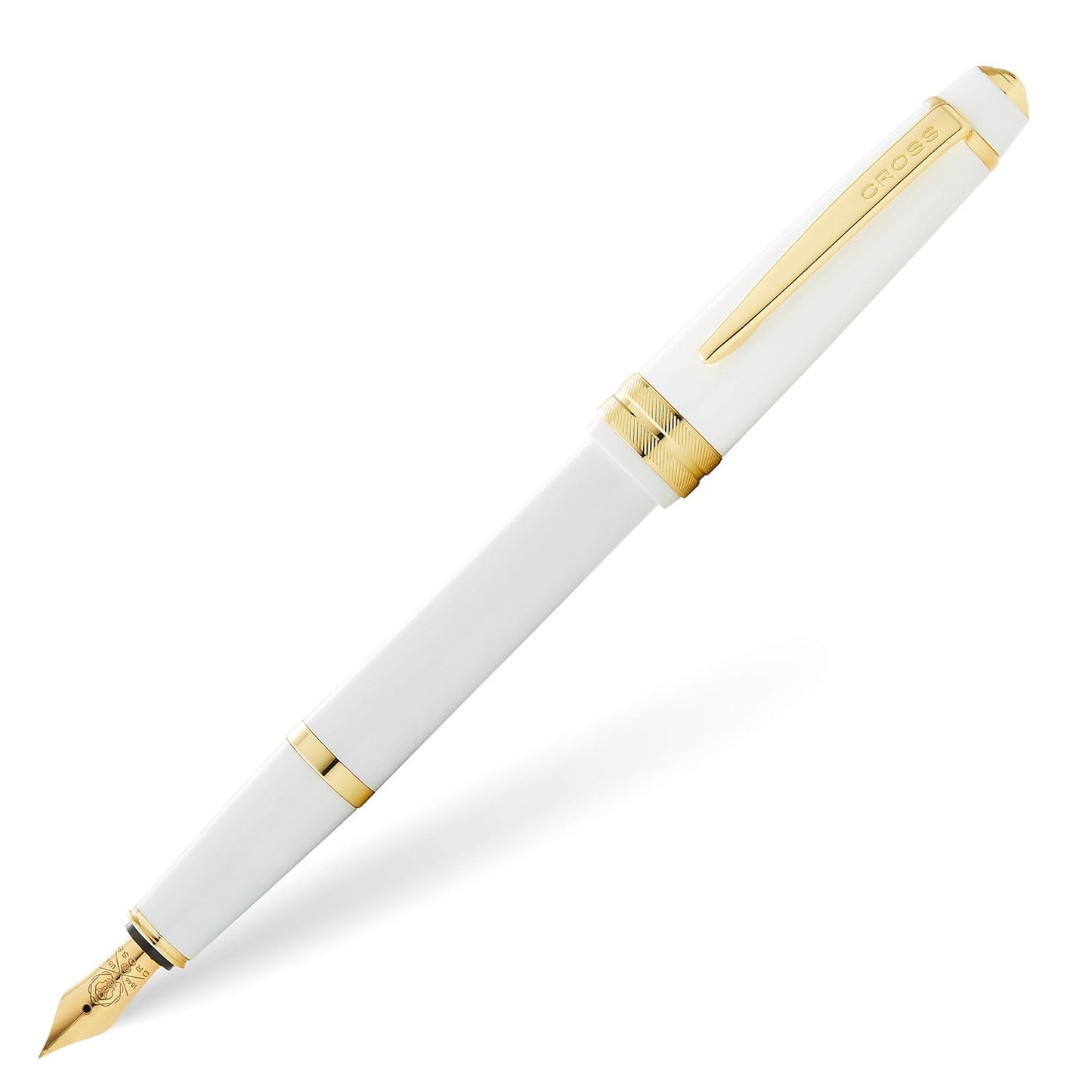 Cross Fountain Pen Medium Bailey Light Polished White Resin and Gold Tone
