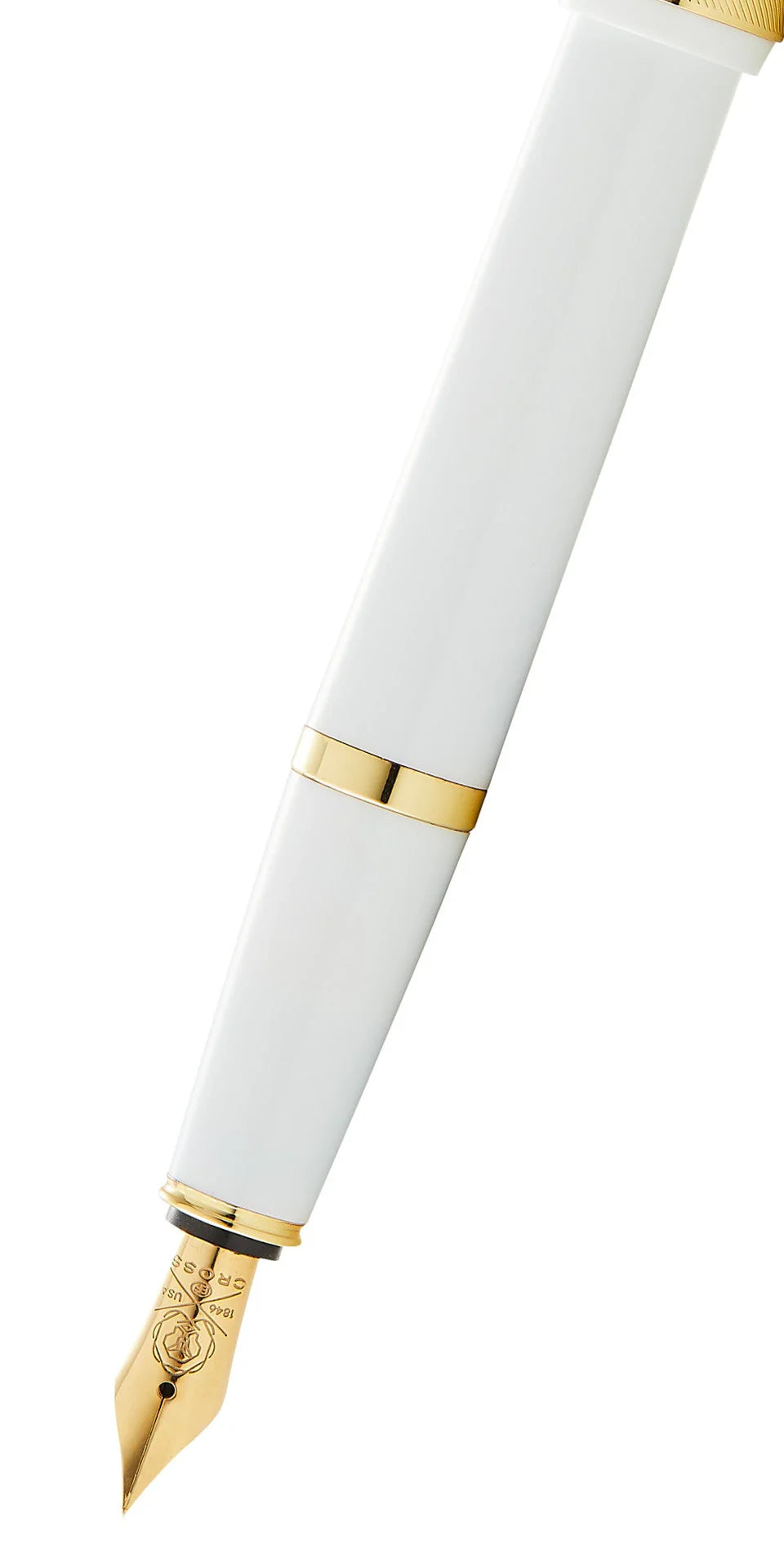 Cross Fountain Pen Medium Bailey Light Polished White Resin and Gold Tone
