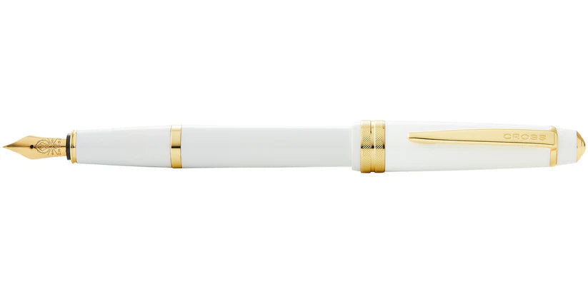 Cross Fountain Pen Medium Bailey Light Polished White Resin and Gold Tone