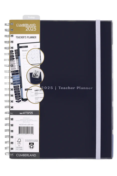 Cumberland 2025 Teachers Planner Diary A4 Navy