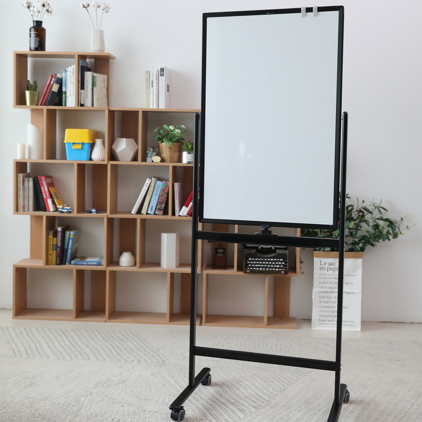 Deli Combo Mobile Whiteboard & Chalkboard 600x900mm