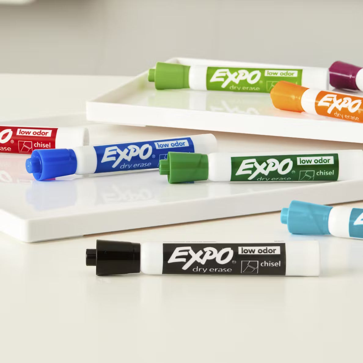 Expo Whiteboard Marker Kit of 4 Markers with Eraser and Cleaner Chisel Tip