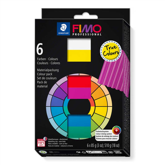 FIMO Professional Modelling Clay Oven Bake 510g [6 x 85g] 6 Assorted Colours