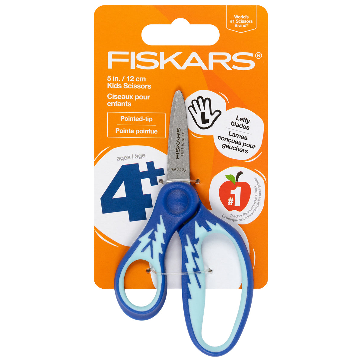 Fiskars Kids Left-Handed Scissors 5-Inch – Pointed Tip Softgrip Blue Handle