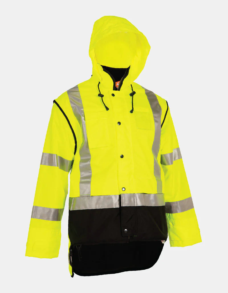 Flexviz 100% Waterproof Breathable High Visibility 2 in 1 Vest+Jacket