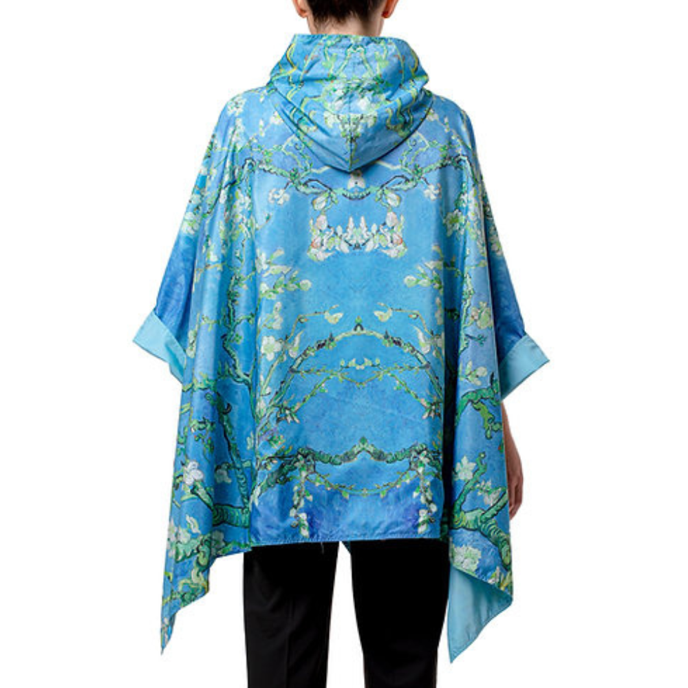 Galleria Reversible Rain Cape Magnetic Closure Van Gogh Almond Blossom Free Size