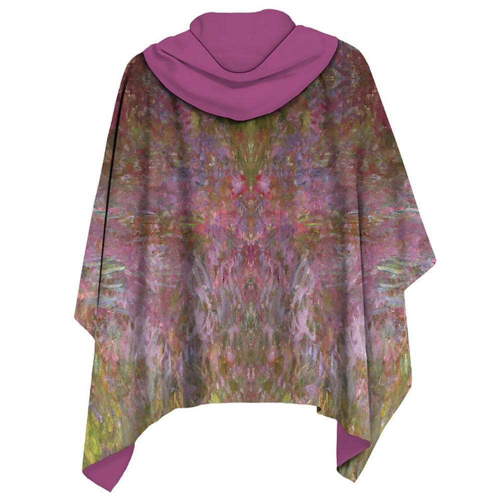 Galleria Reversible RainCape Magnetic Closure with Matching Bag Waterlilies at Sunset Free Size