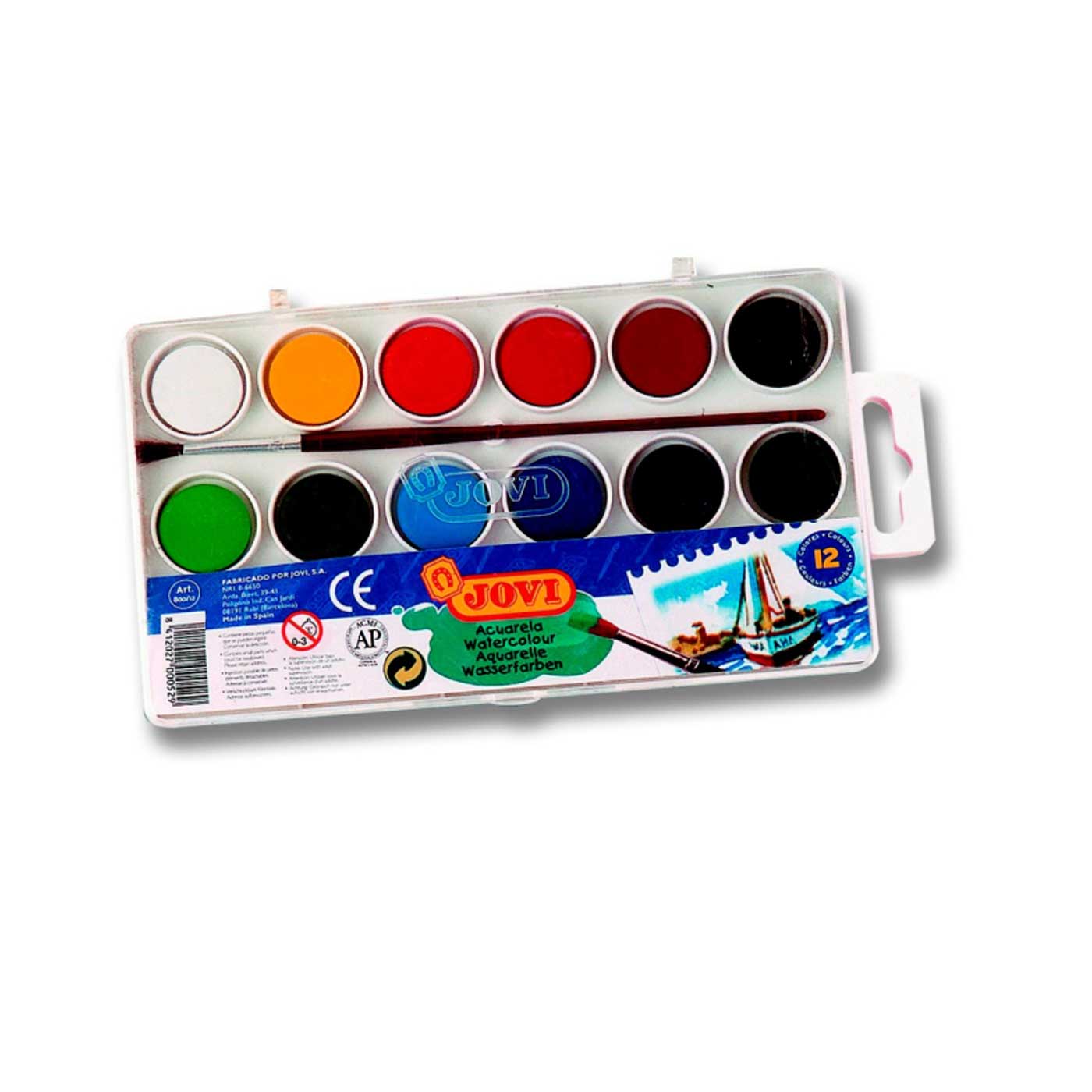 Jovi Watercolours Paint with Brush 12 Shades