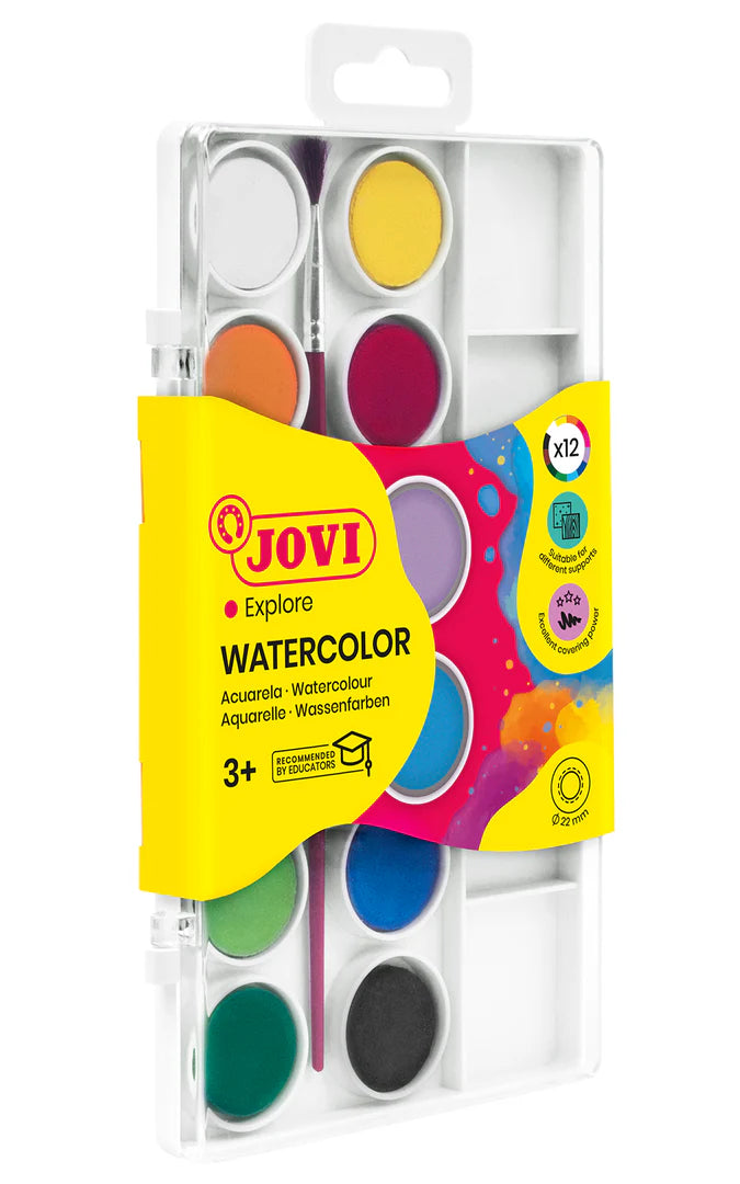 Jovi Watercolours Paint with Brush & Palette 12 Shades