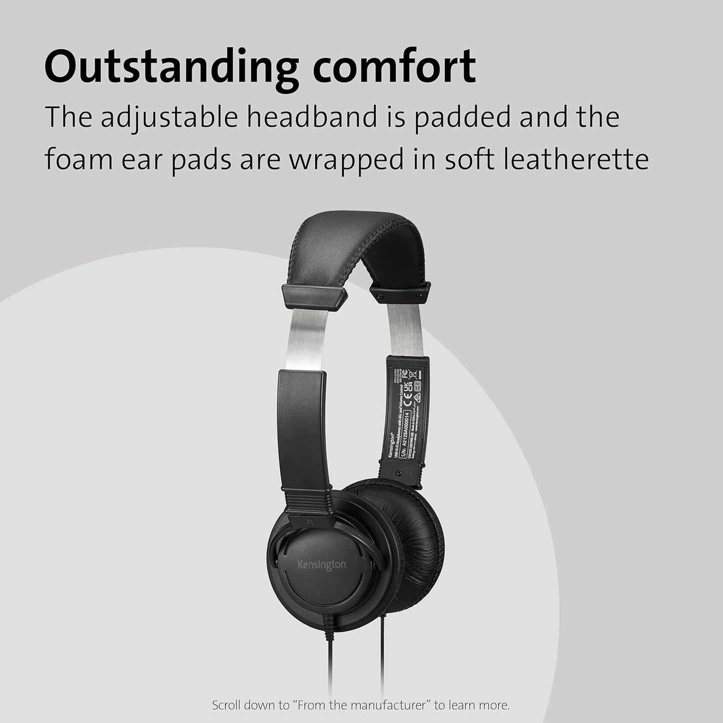 Kensington USB Headphones Hi-Fi Microphone Volume Control