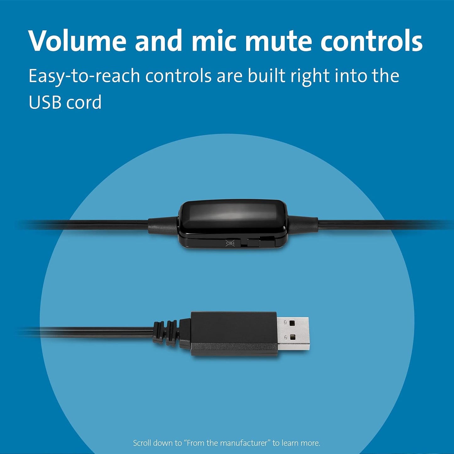 Kensington USB Headphones Hi-Fi Microphone Volume Control