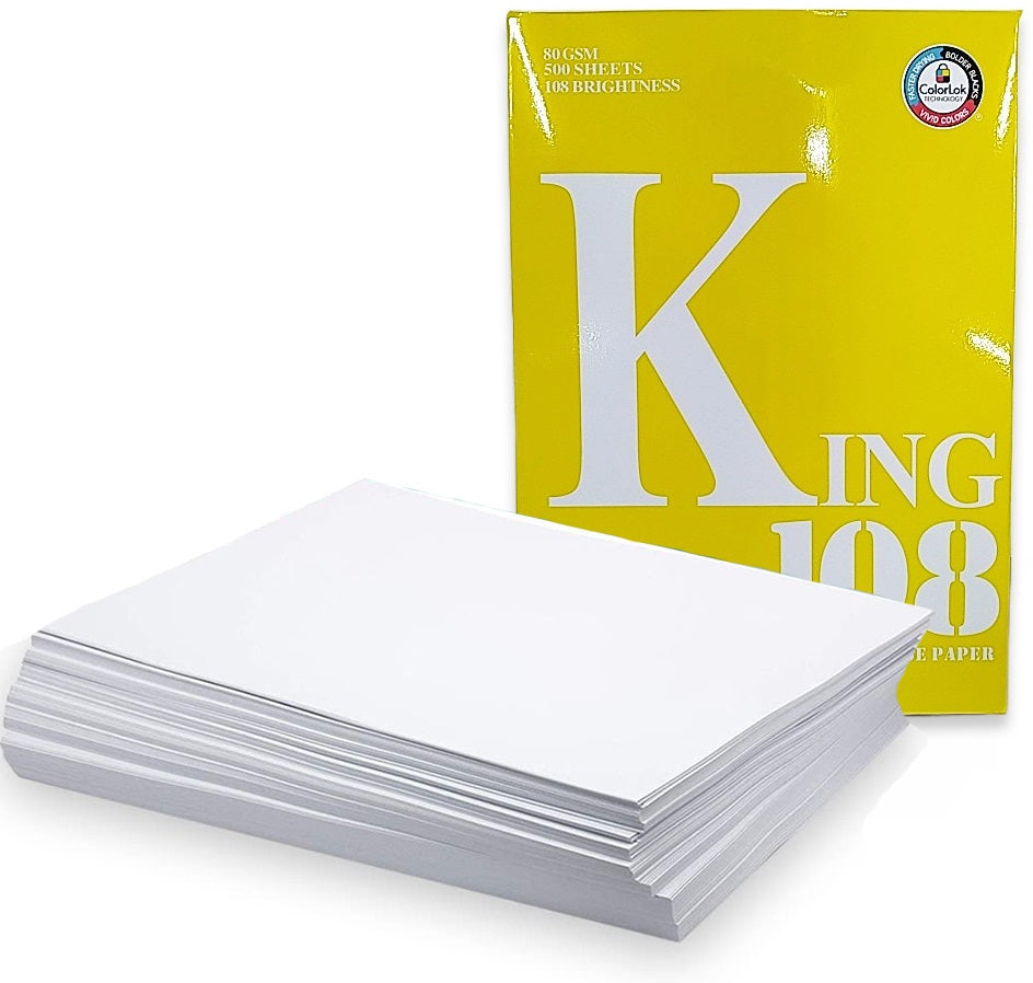 King 108 A4 Premium Photocopy Paper Ultra White 80gsm 500 sheets