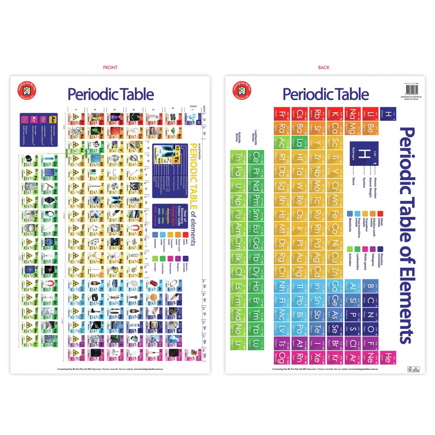 LCBF Periodic Table Wall Chart Poster Double-Sided 74 x 50cm