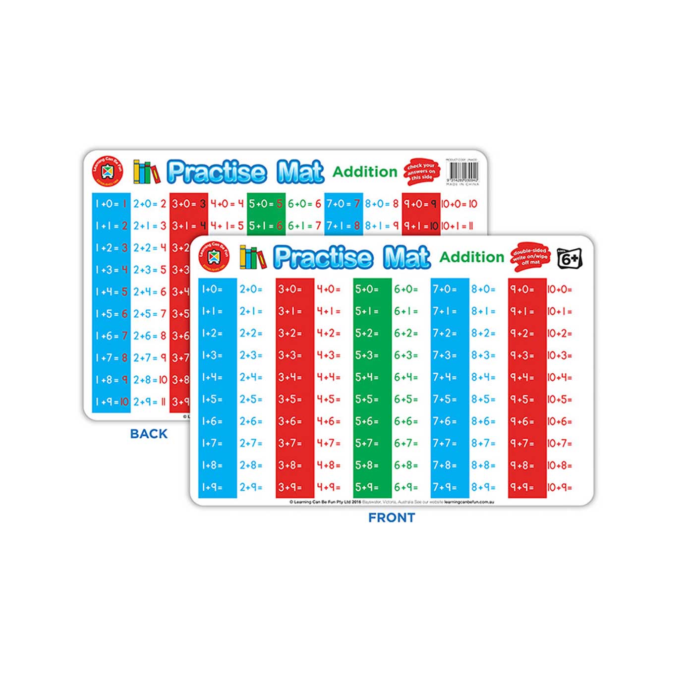 LCBF Practice Mats Double-Sided Dry Erase 42cm x 28cm Ages 6+ Addition