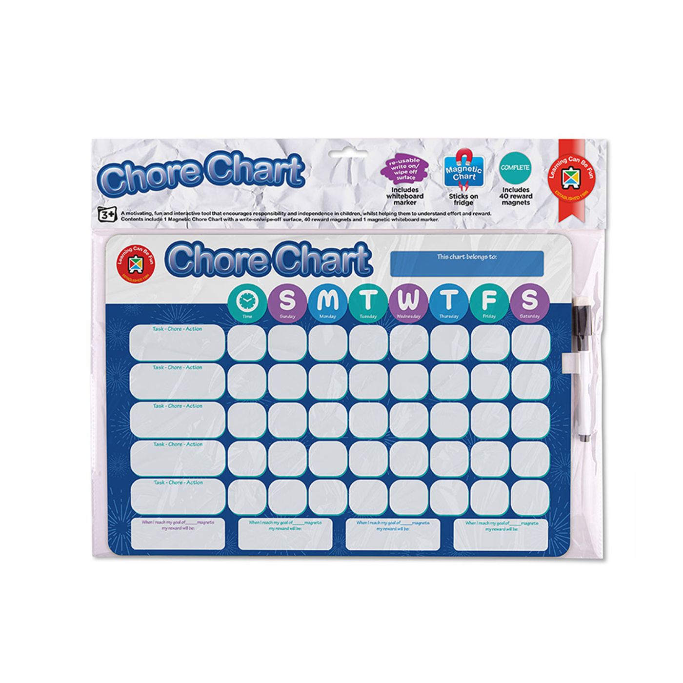 LCBF Magnetic Reward Chart Reusable 39cm x 27cm Chore
