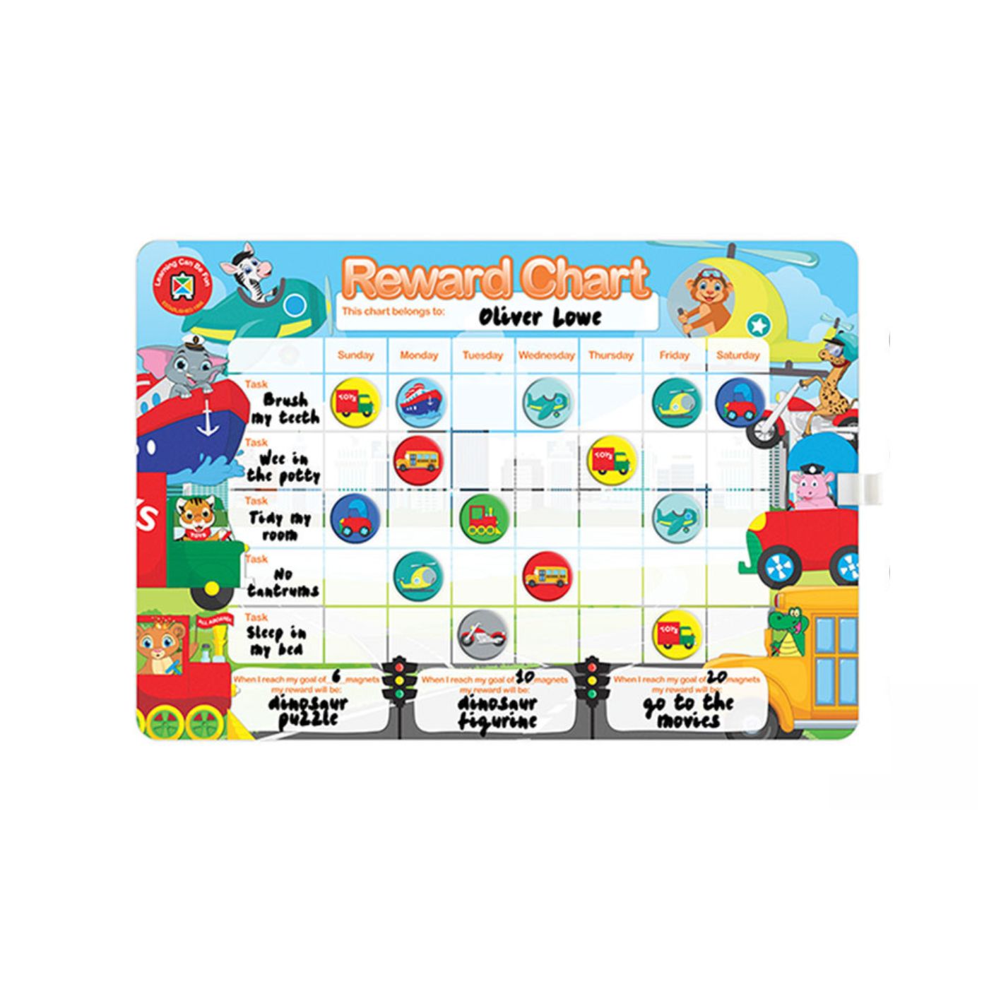 LCBF Magnetic Reward Chart Reusable 39cm x 27cm Transport
