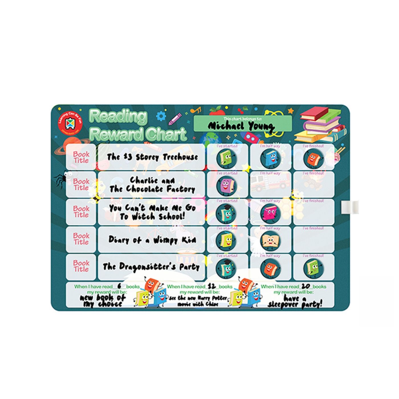 LCBF Magnetic Reward Chart Reusable 39cm x 27cm Reading