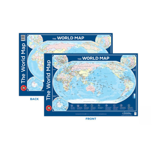 LCBF The World Map Poster Double-Sided 74 x 50cm